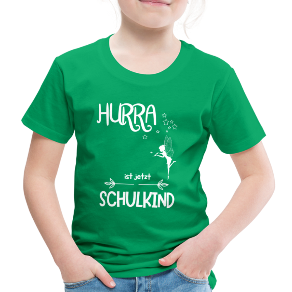 Kinder T-Shirt für den Schulanfang mit Fee Motiv- personalisierbar - Kelly Green