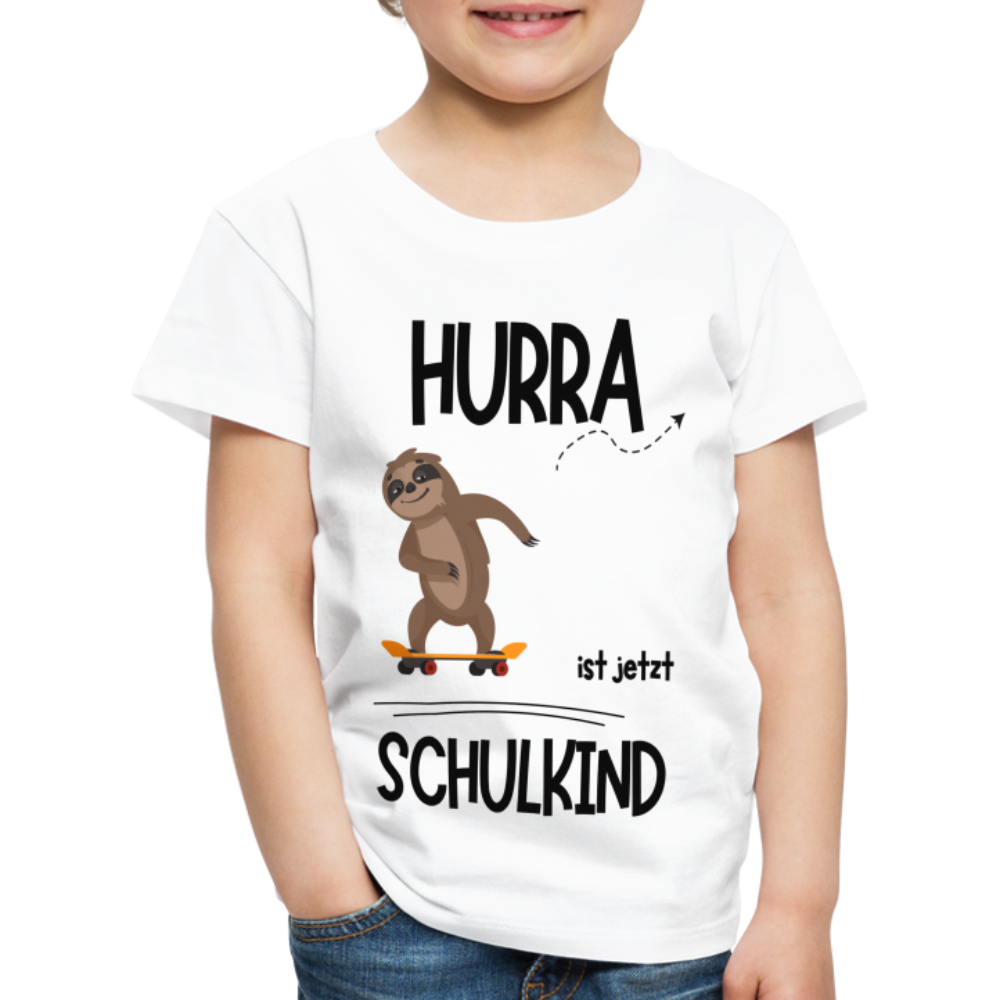 Kinder T-Shirt zur Einschulung mit Faultier- personalisierbar - weiß