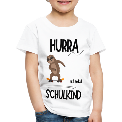 Kinder T-Shirt zur Einschulung mit Faultier- personalisierbar - weiß