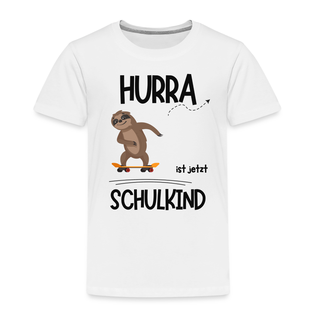 Kinder T-Shirt zur Einschulung mit Faultier- personalisierbar - weiß