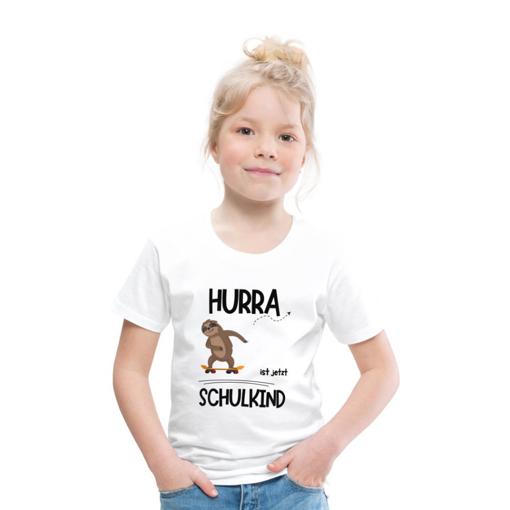 Kinder T-Shirt zur Einschulung mit Faultier- personalisierbar - weiß