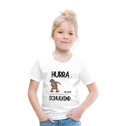 Kinder T-Shirt zur Einschulung mit Faultier- personalisierbar - weiß