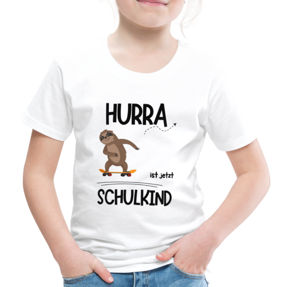 Kinder T-Shirt zur Einschulung mit Faultier- personalisierbar - weiß