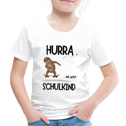 Kinder T-Shirt zur Einschulung mit Faultier- personalisierbar - weiß