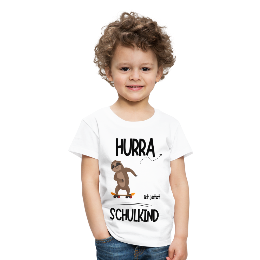 Kinder T-Shirt zur Einschulung mit Faultier- personalisierbar - weiß