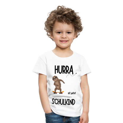 Kinder T-Shirt zur Einschulung mit Faultier- personalisierbar - weiß