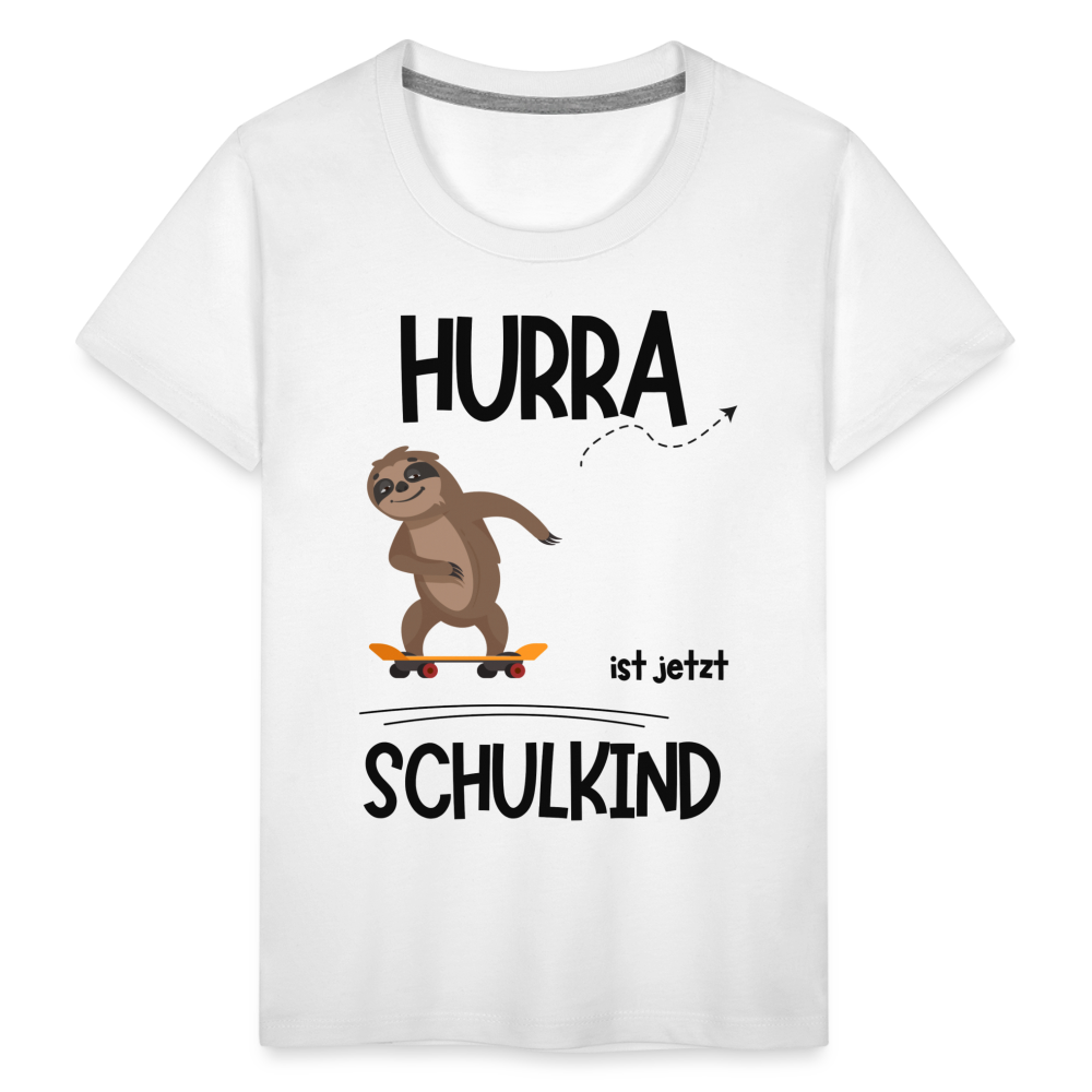 Kinder T-Shirt zur Einschulung mit Faultier- personalisierbar - weiß