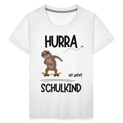 Kinder T-Shirt zur Einschulung mit Faultier- personalisierbar - weiß