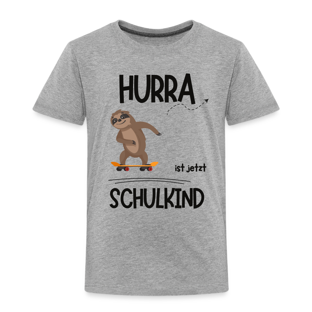 Kinder T-Shirt zur Einschulung mit Faultier- personalisierbar - Grau meliert