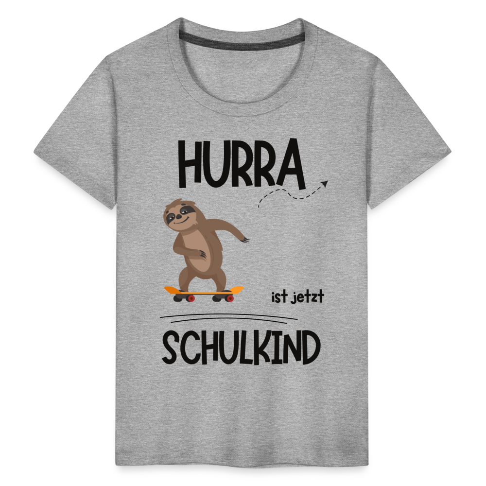 Kinder T-Shirt zur Einschulung mit Faultier- personalisierbar - Grau meliert