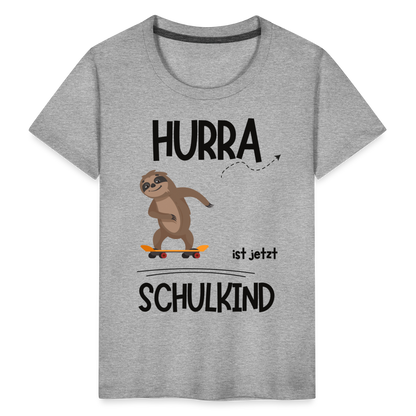 Kinder T-Shirt zur Einschulung mit Faultier- personalisierbar - Grau meliert