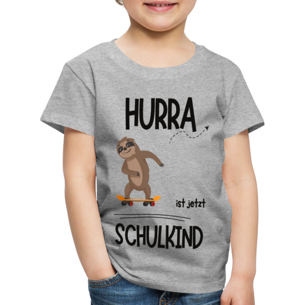 Kinder T-Shirt zur Einschulung mit Faultier- personalisierbar - Grau meliert