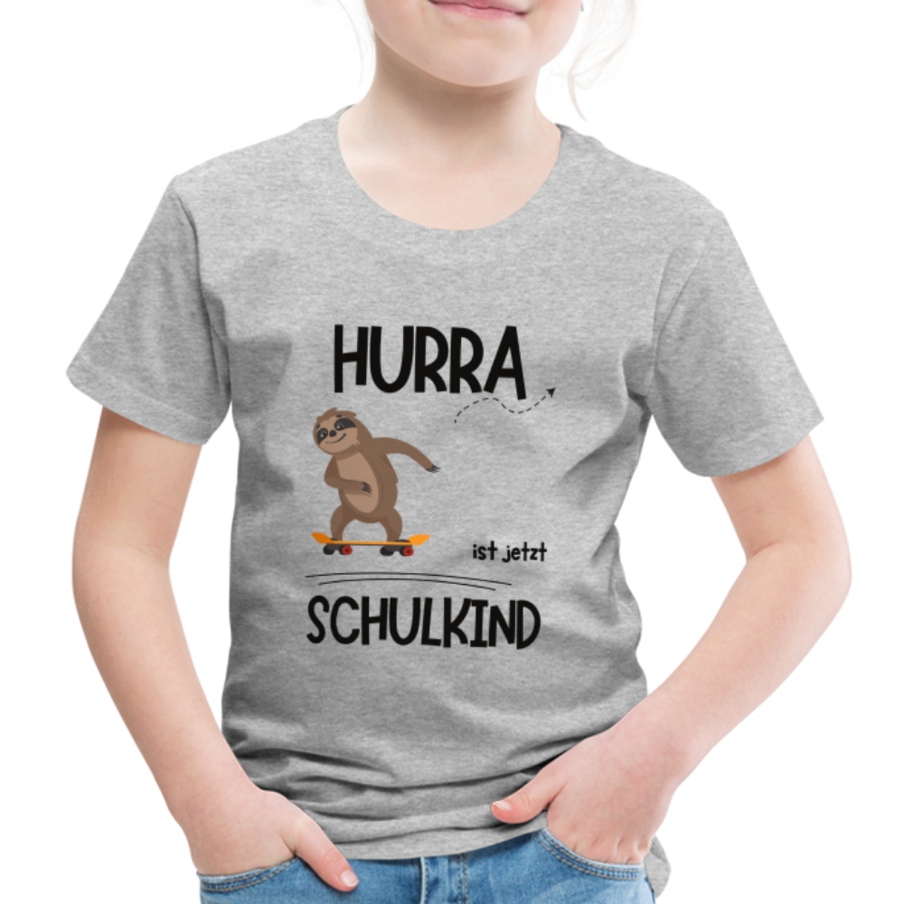 Kinder T-Shirt zur Einschulung mit Faultier- personalisierbar - Grau meliert