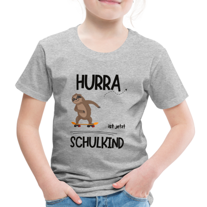 Kinder T-Shirt zur Einschulung mit Faultier- personalisierbar - Grau meliert