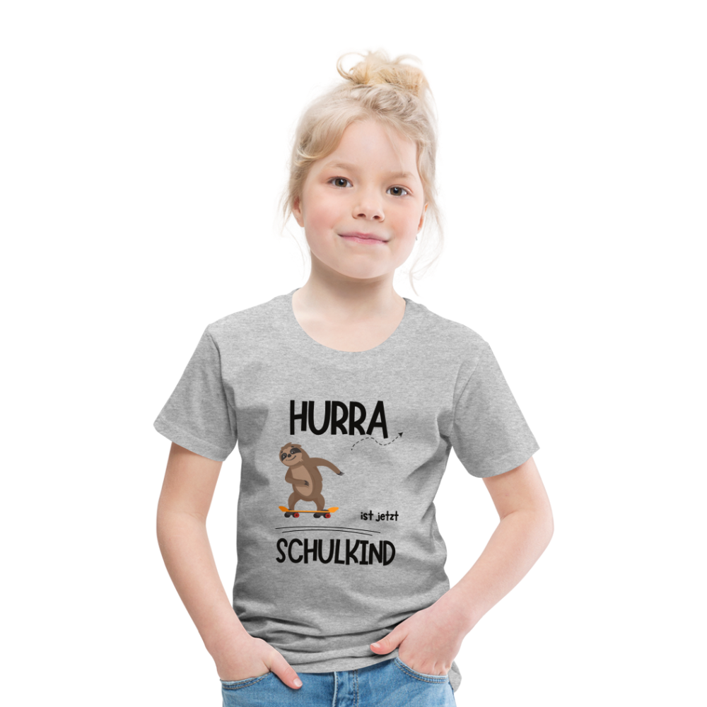 Kinder T-Shirt zur Einschulung mit Faultier- personalisierbar - Grau meliert