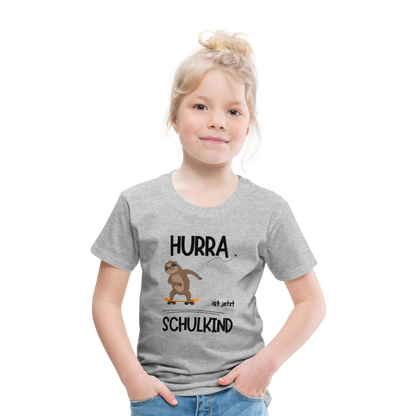 Kinder T-Shirt zur Einschulung mit Faultier- personalisierbar - Grau meliert