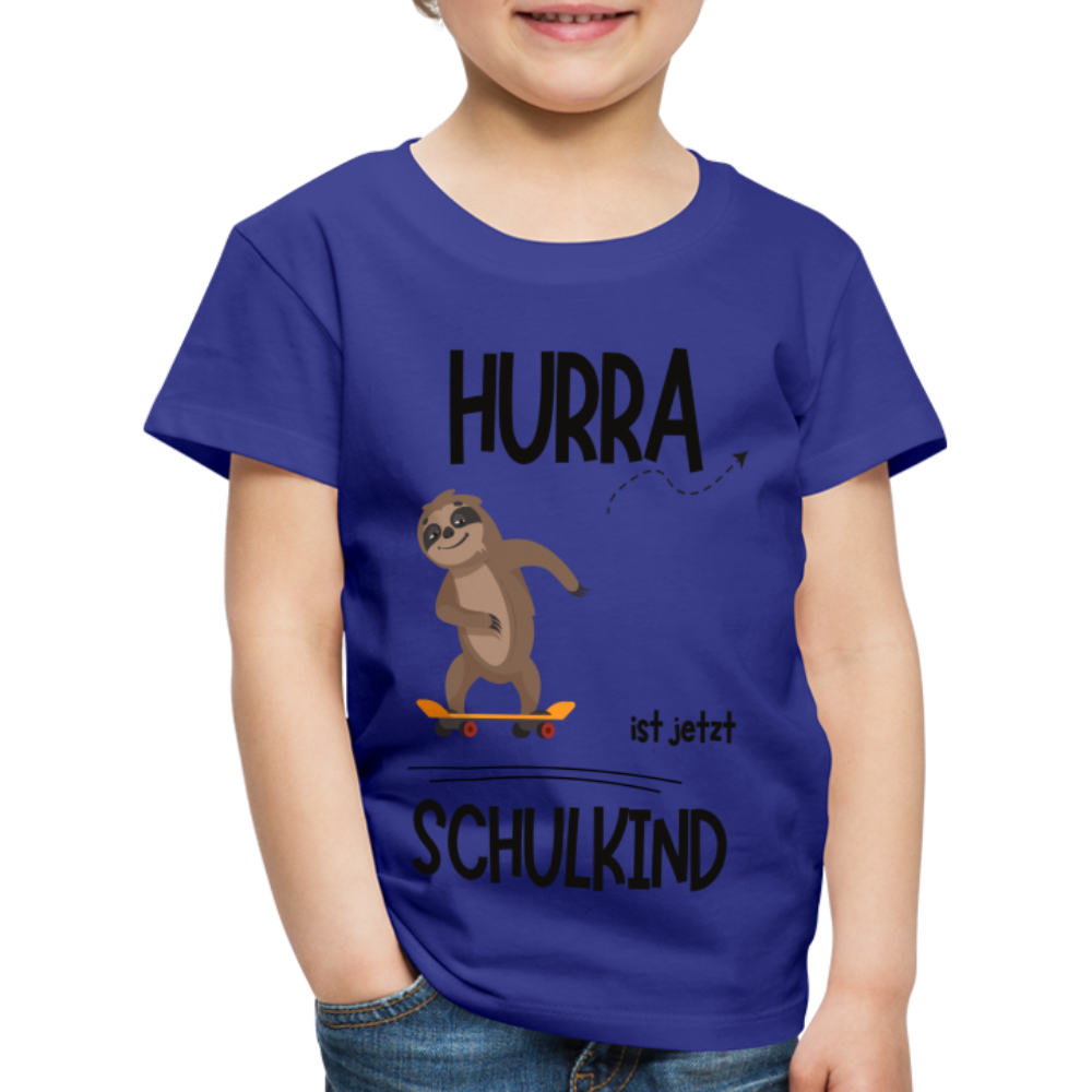 Kinder T-Shirt zur Einschulung mit Faultier- personalisierbar - Königsblau