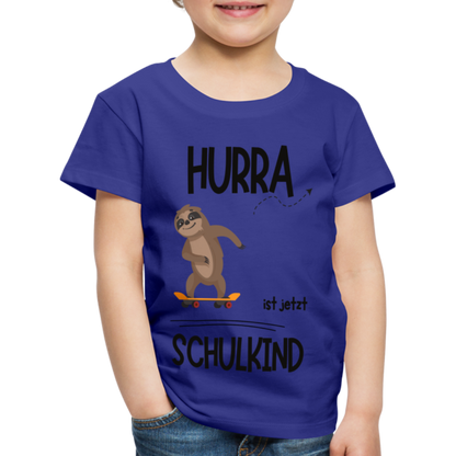 Kinder T-Shirt zur Einschulung mit Faultier- personalisierbar - Königsblau