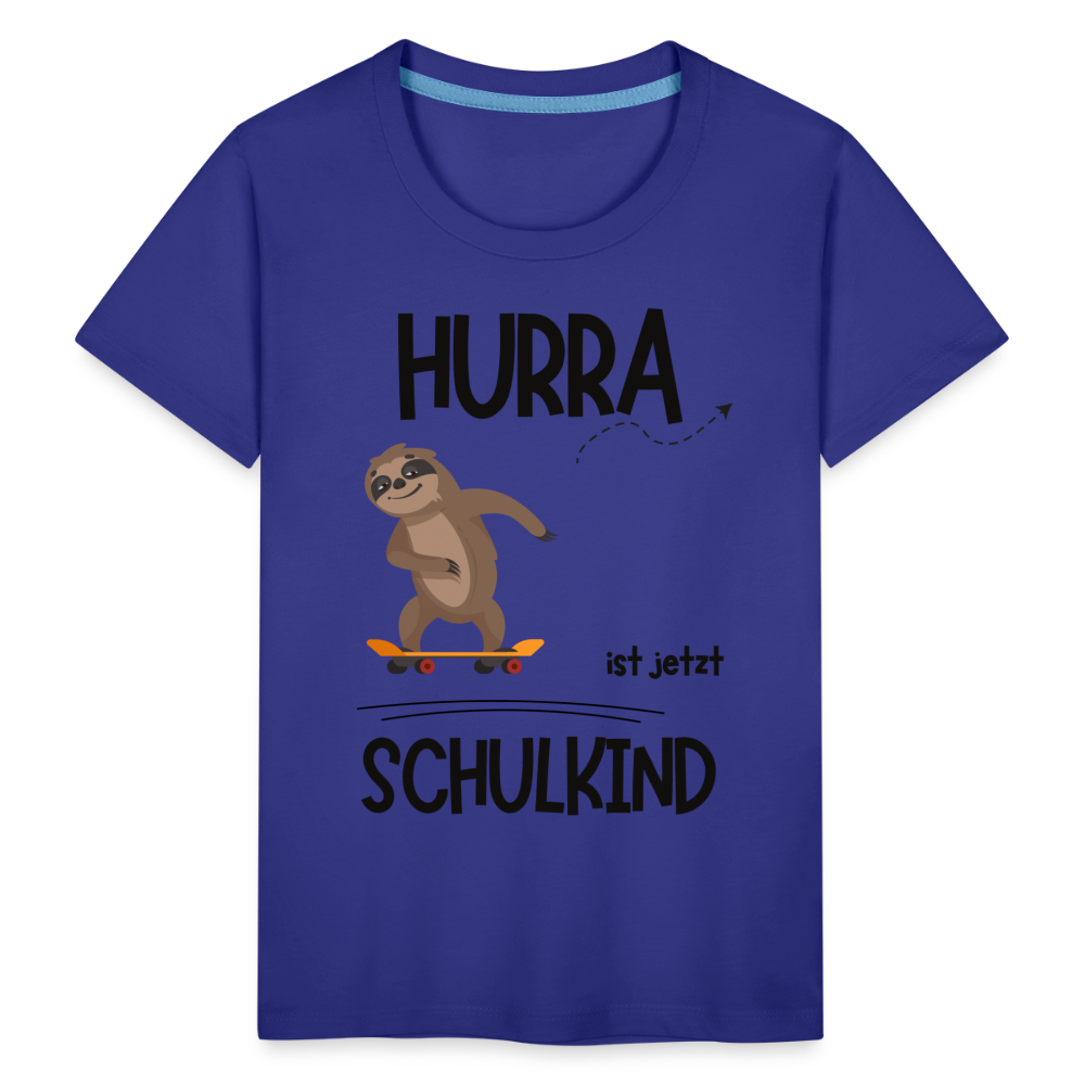 Kinder T-Shirt zur Einschulung mit Faultier- personalisierbar - Königsblau