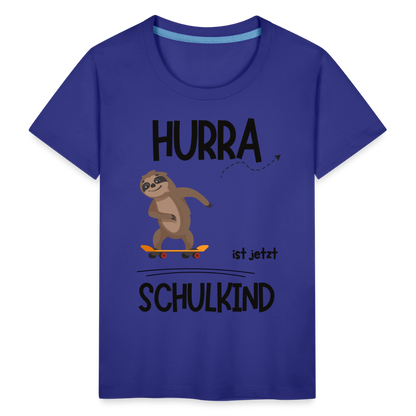 Kinder T-Shirt zur Einschulung mit Faultier- personalisierbar - Königsblau