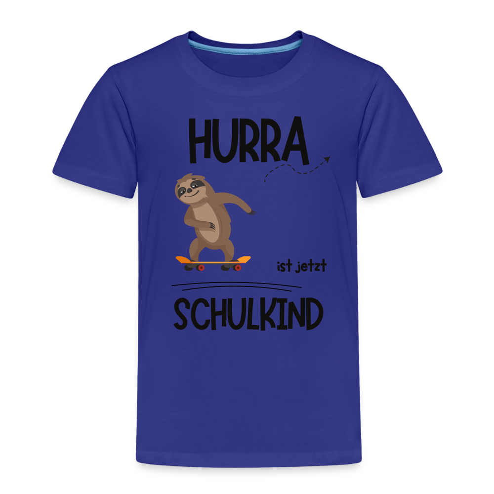 Kinder T-Shirt zur Einschulung mit Faultier- personalisierbar - Königsblau