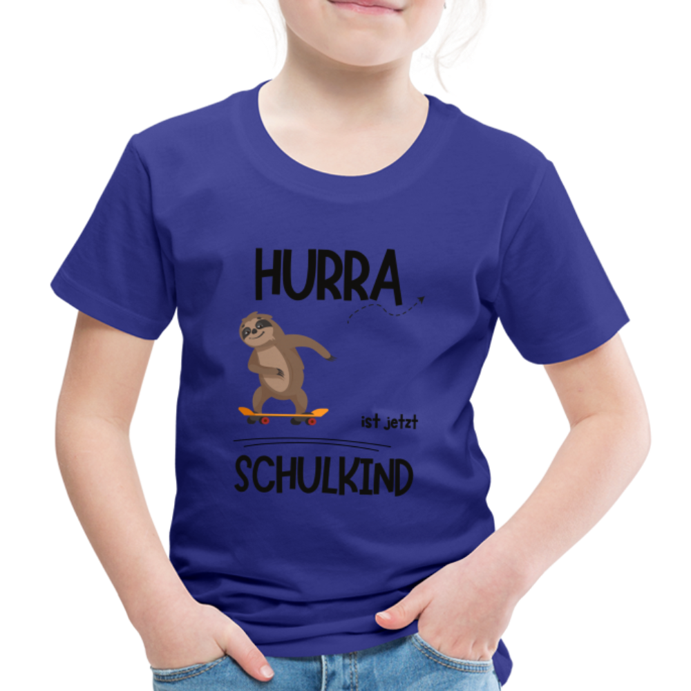 Kinder T-Shirt zur Einschulung mit Faultier- personalisierbar - Königsblau