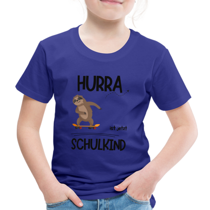 Kinder T-Shirt zur Einschulung mit Faultier- personalisierbar - Königsblau