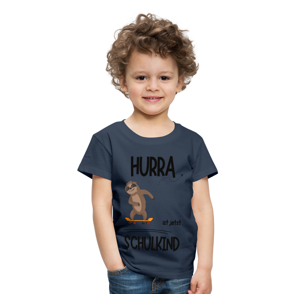 Kinder T-Shirt zur Einschulung mit Faultier- personalisierbar - Navy