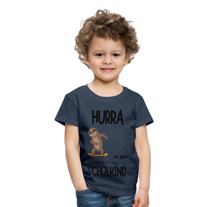 Kinder T-Shirt zur Einschulung mit Faultier- personalisierbar - Navy