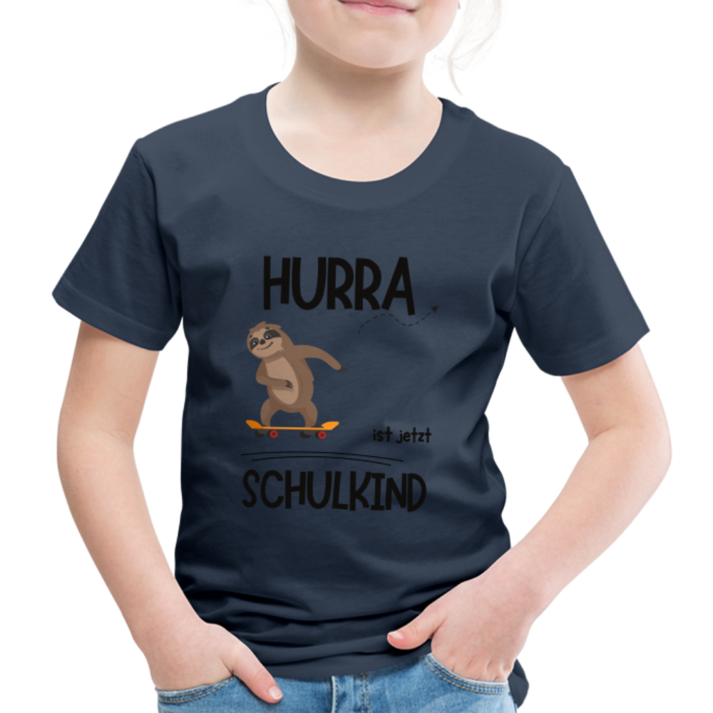 Kinder T-Shirt zur Einschulung mit Faultier- personalisierbar - Navy