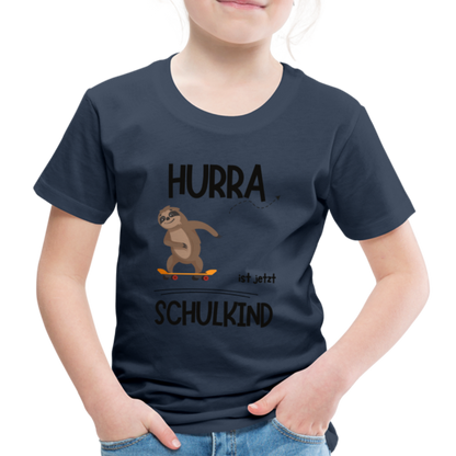 Kinder T-Shirt zur Einschulung mit Faultier- personalisierbar - Navy