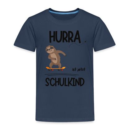 Kinder T-Shirt zur Einschulung mit Faultier- personalisierbar - Navy