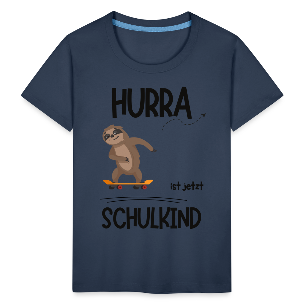 Kinder T-Shirt zur Einschulung mit Faultier- personalisierbar - Navy