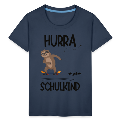 Kinder T-Shirt zur Einschulung mit Faultier- personalisierbar - Navy