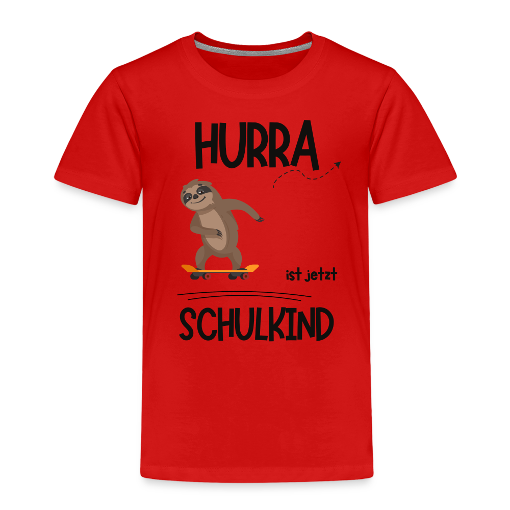 Kinder T-Shirt zur Einschulung mit Faultier- personalisierbar - Rot