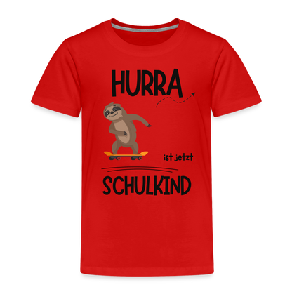 Kinder T-Shirt zur Einschulung mit Faultier- personalisierbar - Rot