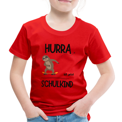 Kinder T-Shirt zur Einschulung mit Faultier- personalisierbar - Rot