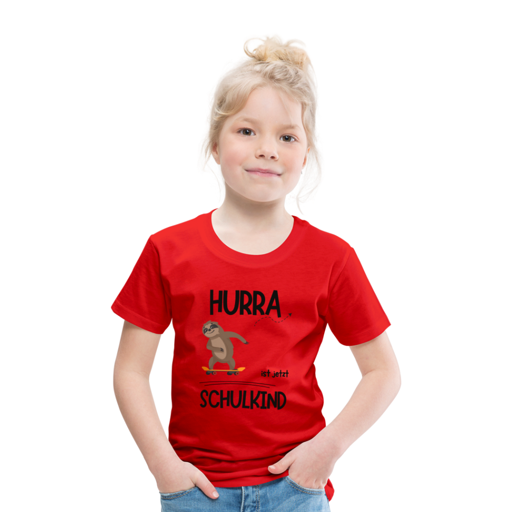 Kinder T-Shirt zur Einschulung mit Faultier- personalisierbar - Rot