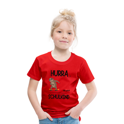 Kinder T-Shirt zur Einschulung mit Faultier- personalisierbar - Rot