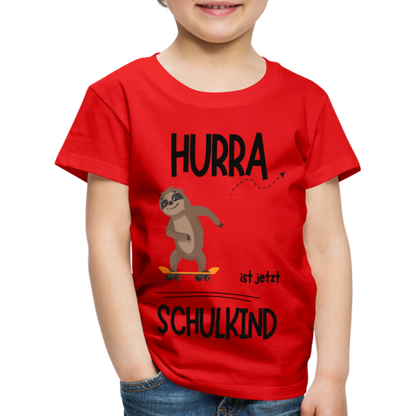 Kinder T-Shirt zur Einschulung mit Faultier- personalisierbar - Rot