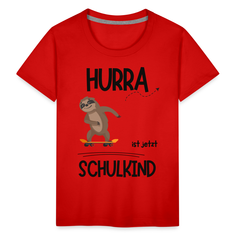 Kinder T-Shirt zur Einschulung mit Faultier- personalisierbar - Rot