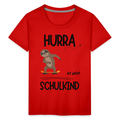 Kinder T-Shirt zur Einschulung mit Faultier- personalisierbar - Rot