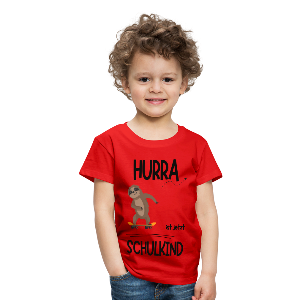 Kinder T-Shirt zur Einschulung mit Faultier- personalisierbar - Rot