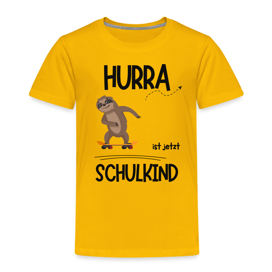 Kinder T-Shirt zur Einschulung mit Faultier- personalisierbar - Sonnengelb