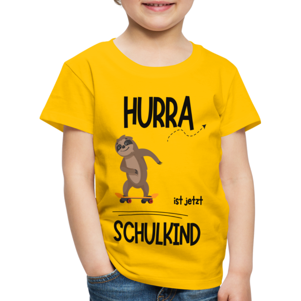 Kinder T-Shirt zur Einschulung mit Faultier- personalisierbar - Sonnengelb