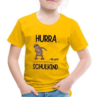 Kinder T-Shirt zur Einschulung mit Faultier- personalisierbar - Sonnengelb