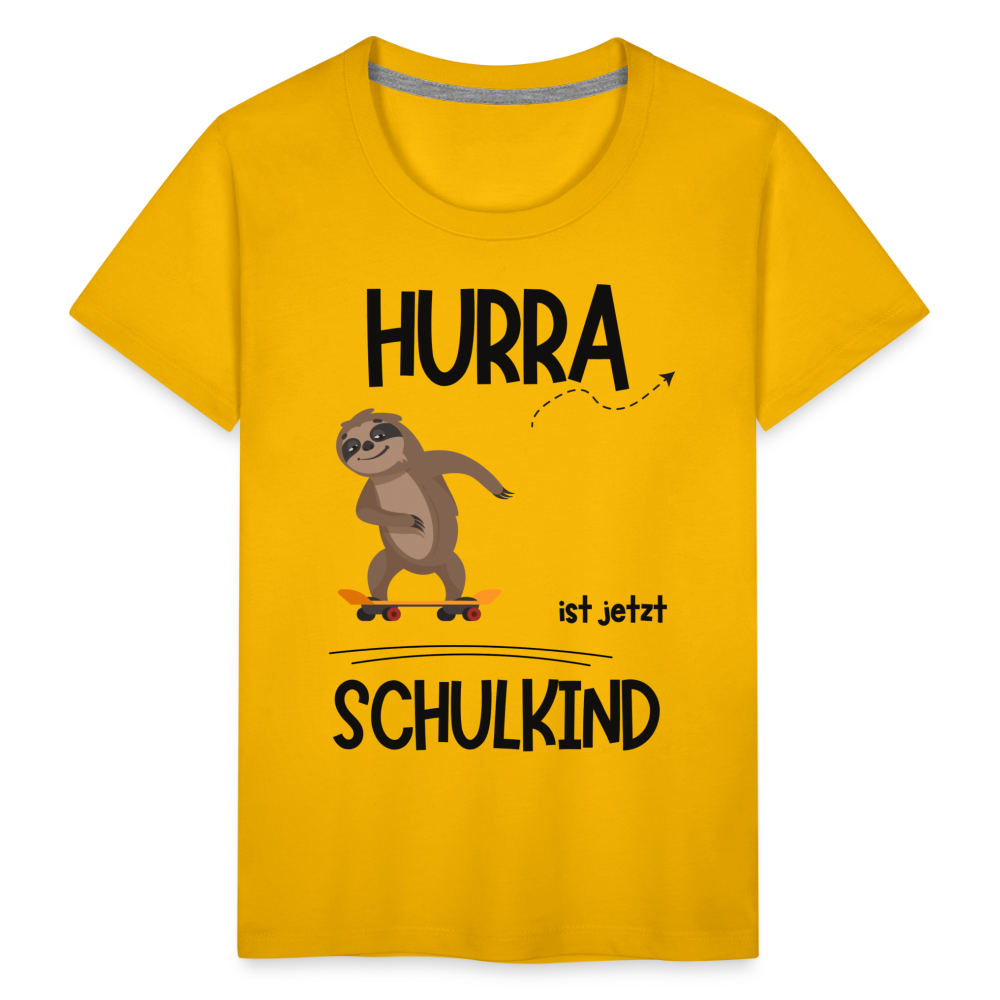 Kinder T-Shirt zur Einschulung mit Faultier- personalisierbar - Sonnengelb