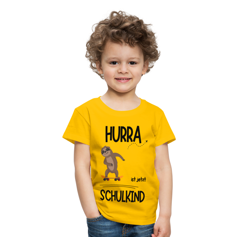 Kinder T-Shirt zur Einschulung mit Faultier- personalisierbar - Sonnengelb