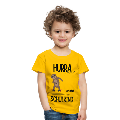 Kinder T-Shirt zur Einschulung mit Faultier- personalisierbar - Sonnengelb