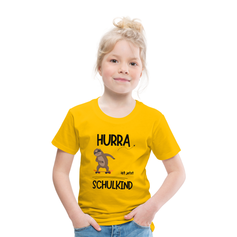 Kinder T-Shirt zur Einschulung mit Faultier- personalisierbar - Sonnengelb